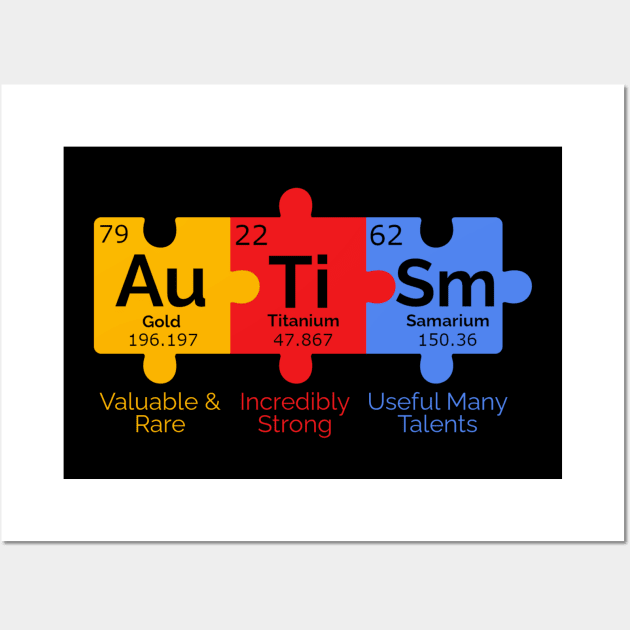 Autism Awareness Puzzle Chemical Element Wall Art by dentikanys